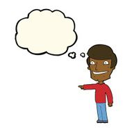 cartoon happy man pointing with thought bubble N46