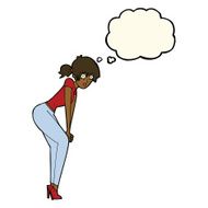cartoon woman posing with thought bubble N22