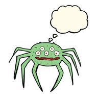 cartoon halloween spider with thought bubble N8