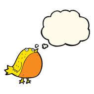 cartoon fat bird with thought bubble N27