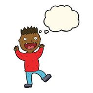 cartoon crazy happy man with thought bubble N7