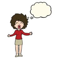 cartoon loud woman with thought bubble N6