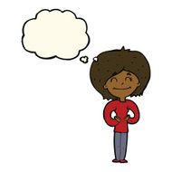 cartoon happy woman with thought bubble N195