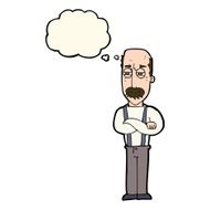 cartoon annoyed old man with thought bubble N53