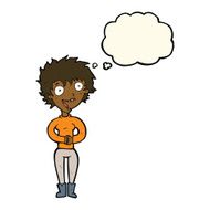 cartoon crazy excited woman with thought bubble N15