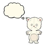cartoon happy polar bear with thought bubble N8