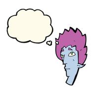 cartoon vampire head with thought bubble N29