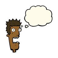 cartoon shocked man&#039;s face with thought bubble N7