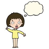 cartoon woman explaining her point with thought bubble N25