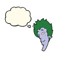 cartoon vampire head with thought bubble N30