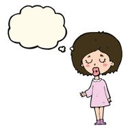 cartoon woman explaining her point with thought bubble N27