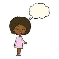 cartoon woman explaining her point with thought bubble N28