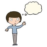 cartoon staring boy with thought bubble N19