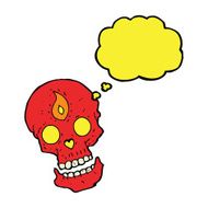 cartoon mystic skull with thought bubble N6