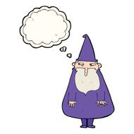 cartoon wizard with thought bubble N16