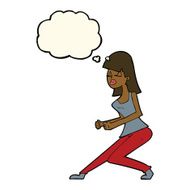 cartoon crazy dancing girl with thought bubble N7