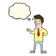 cartoon salesman with thought bubble N6