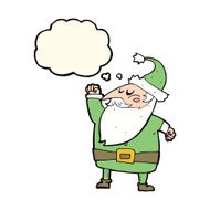 cartoon santa claus punching air with thought bubble N14