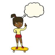 cartoon skater girl with thought bubble N7