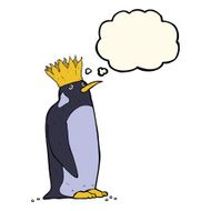 cartoon emperor penguin with thought bubble N3