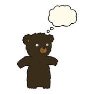 cute cartoon black bear with thought bubble N57