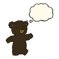 cute cartoon black bear with thought bubble N58