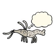 cartoon shrimp with thought bubble N25