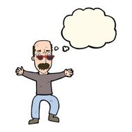 cartoon old man waving arms with thought bubble N8