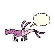 cartoon shrimp with thought bubble N26