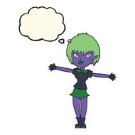 cartoon vampire girl with thought bubble N176