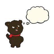 cartoon cute black bear cub with thought bubble N19