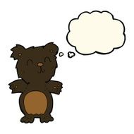 cartoon cute black bear cub with thought bubble N21