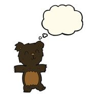 cartoon cute black bear cub with thought bubble N22