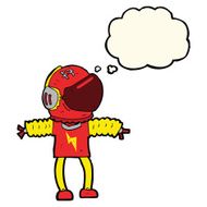 cartoon astronaut with thought bubble N91