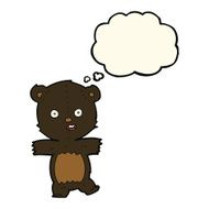 cartoon cute black bear cub with thought bubble N24
