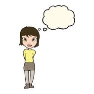 cartoon pretty girl with thought bubble N77