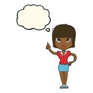 cartoon pretty girl with idea thought bubble N22