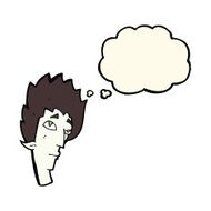 cartoon vampire head with thought bubble N31