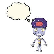 cartoon weird robot with thought bubble N7