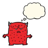 cartoon little alien with thought bubble N6