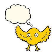 cartoon bird with thought bubble N214