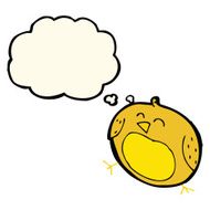 cartoon bird with thought bubble N215