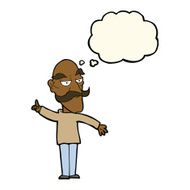 cartoon old man telling story with thought bubble N7