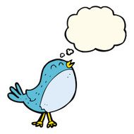 cartoon singing bird with thought bubble N7