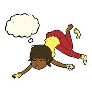 cartoon woman floating with thought bubble N7