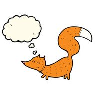 cartoon little fox with thought bubble N25