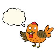 cartoon old rooster with thought bubble N6