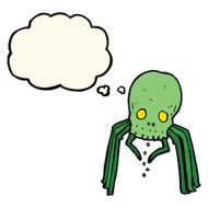cartoon spooky skull spider with thought bubble N7