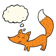 cartoon little fox with thought bubble N26