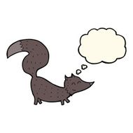 cartoon little wolf cub with thought bubble N7